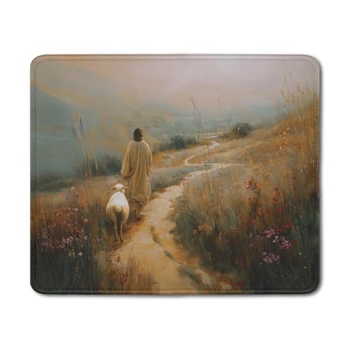 Christian Jesus with Lamb Mouse Pad, Christian Jesus Gifts Mouse Pads Mousepad for Office Desk Computers Laptop, Religious Faith Office Supplies Desk Accessories, 9.5x7.9 Inch - color: 15Child, size: 9.5x7.9