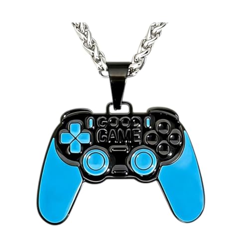 Game Controller Necklace – Symbol of Passion, Gaming, and Fun – Meaningful Gamer Pendant for Players, Streamers, and eSports Fans – Gift for Mom, Dad, Daughter, Son, Friend, Women and Men - color: Blue + Black