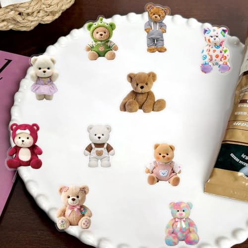 50 PCS Cute Bear Stickers Kawaii for Scrapbooking, Aesthetic Bear Vinyl Decals for Journaling Planner, Waterproof Cartoon Bear Stickers for Laptop Water Bottle Phone DIY Crafts - style: A5