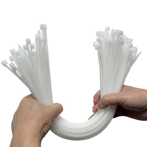 Cable Zip Ties, Heavy Duty Self Locking Zipties, 100 Pack White 18 Inch 120LB, Nylon Cord Management,Plastic Wire Ties for Office,Home,Garden,Workshop (18"-120LB) - size: 18"White-120LB