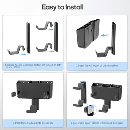 Controller & Headset & Remote Holder Wall Mount with No Drill, 2 Packs Gaming 4 Controllers Hanger Hook Mount for PS5/PS4/XBOX/Switch, Headphone Stand & Remote Control Holer Wall Shelf with Adhesives - size: 3 Packs