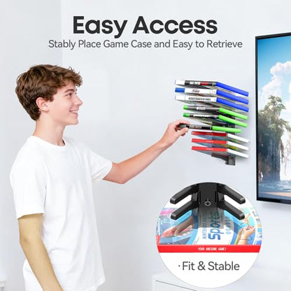 Video Game Storage Wall Mount for Switch/PS5/PS4/Switch2/XBX Game Case Holder, Gaming Shelf Mount Gamecase Organizer Up to 72PCS, Wall-Mounted Gaming Display Stand Tower for Gift, 8 Pack, Black - size: 8 Packs
