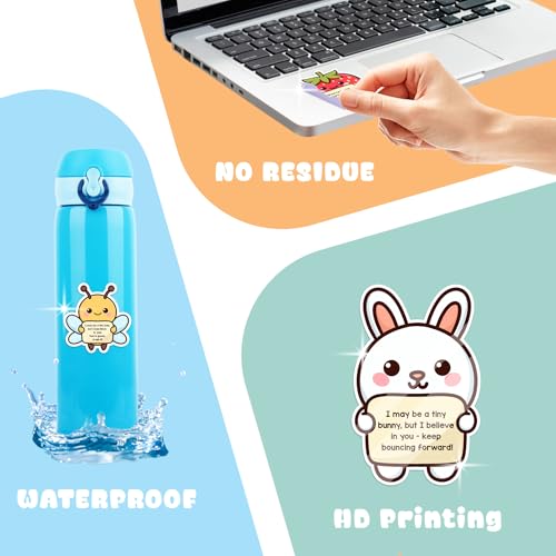 200PCS Emotional Support Animal Stickers by Puraesla– Affirmation Sticker Pack for Adults or Kids Cute Inspirational Buddies for Water Bottles, Laptops, Phones, Positive Quote Vinyl - size: L - 200PCS