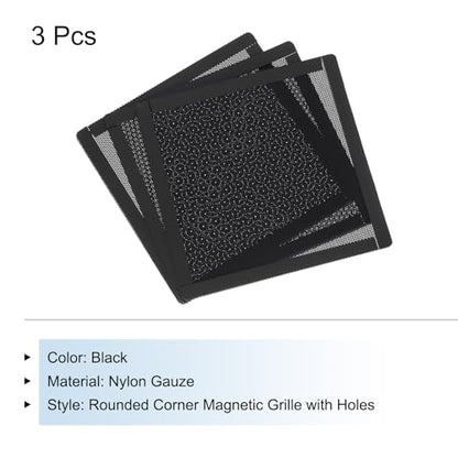 MECCANIXITY 3PCS PC Dust Filter, 150x150mm Magnetic Frame PVC Computer Case Cooler Dustproof Mesh Cover Fan Grills for Computer Chassis Speakers, Black
