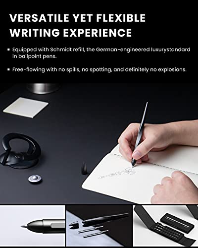 novium Hoverpen Interstellar - Space Black, Ballpoint Pen, Unique Conversational Starter, Premium Futuristic Design, Precision Flow Ink, German-engineered Ballpoint Cartridges - color: Space Black, style: Basic