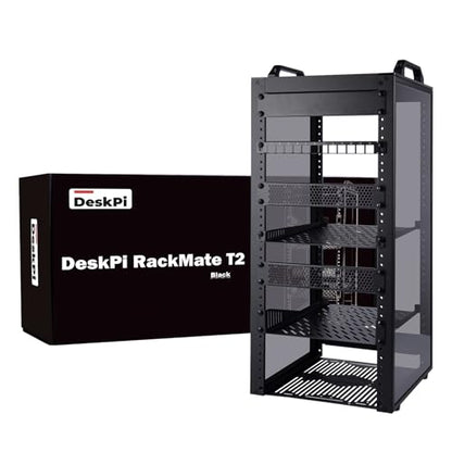GeeekPi 12U Network Rack, 10 inch Mini Server Rack for Network, Servers, Audio, and Video Equipment, DeskPi RackMate T2 Rackmount, 10.23 inch Depth - color: Black