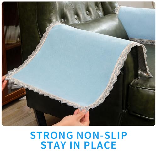 MINJIATEX Couch arm Covers,Non-Slip lace Sofa arm Covers Set of 2 Washable Sofa armrests Cover for Living Room Recliner Chair arm Cover Protectors for Leather armrest (YC-Baby Blue) - color: Yc-baby Blue