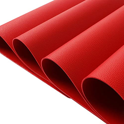 Wipeable Placemats Leather Table Mats Waterproof Heat-Resistant Easy to Clean for Dining Table Set Kitchen Table (4, Red) - color: Watermelon Red, size: set of 4