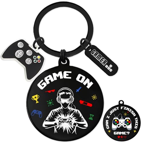Video Game Gifts Keychain, Gamer Keyring Controller Metal Charm, Fun Gaming Key Chain Gift for Boys Game Players Lover Teens