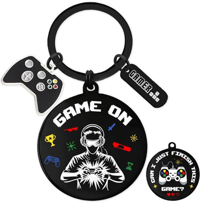 Video Game Gifts Keychain, Gamer Keyring Controller Metal Charm, Fun Gaming Key Chain Gift for Boys Game Players Lover Teens