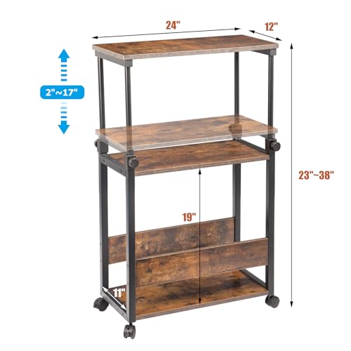 TooCust Height Adjustable Computer Tower Stand, Computer & Machine Carts, PC Tower Stand, Printer Stands with Wheels, 24" W x 12" D x 23"-38" H, Holds Up to 132 lbs (Fits Tower Lower Than 19") - style: Height Adjustable Computer Tower Stand