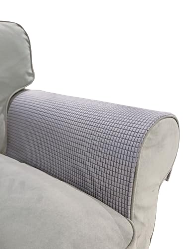 Couch Arm Covers for Sofa Chair, Waterproof Armrest Armchair Covers Non-Slip Recliner Slipcovers, Headrest Cover, Set of 2 (Light Gray, 24"×20") - color: Light Gray