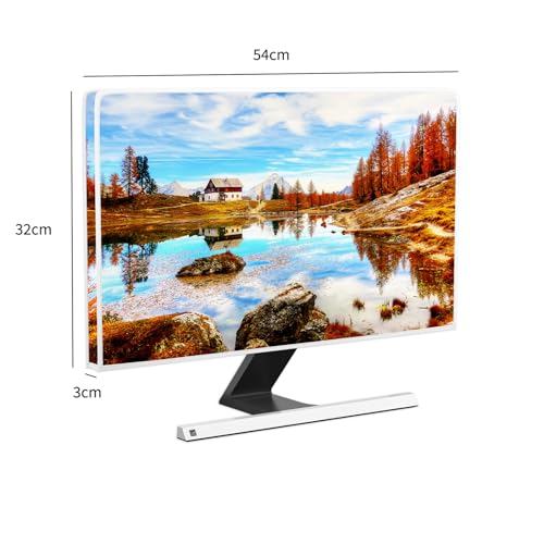 Autumn Farmhouse Waterproof 22, 23, 24, 25 Inch Anti-Static Dustproof LCD/LED/HD Seasonal Scenery Landscape Trees Lake Full Body Cover for Computer Screen Panel Case Computer Sleeve - color: brown blue, size: 22-25 Inch