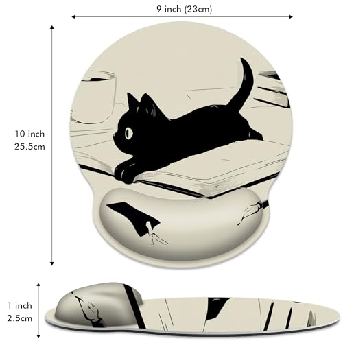 Ergonomic Mouse Pad with Wrist Support,Kawaii Anime Black Cat Mouse Pad with Wrist Rest,Relieve Wrist Pain Mousepad Non-Slip Rubber Base,Mouse Pads for Desk,Computers,Laptop,Office,Home,Accessories - color: Kawaii Anime Black Cat