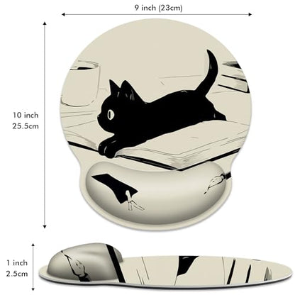 Ergonomic Mouse Pad with Wrist Support,Kawaii Anime Black Cat Mouse Pad with Wrist Rest,Relieve Wrist Pain Mousepad Non-Slip Rubber Base,Mouse Pads for Desk,Computers,Laptop,Office,Home,Accessories - color: Kawaii Anime Black Cat