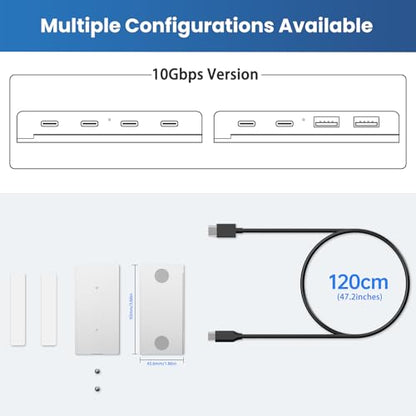 EJAY 5-in-1 Magnetic USB 3.0 Hub with SD/TF Card Reader, 5Gbps USB Data Hub for Desk, Magnetic Hub for PC Case, Powered USB 3.0 Hub Desk Mount for MacBook, PC, 3-Way Mounting, Silver - color: Silver