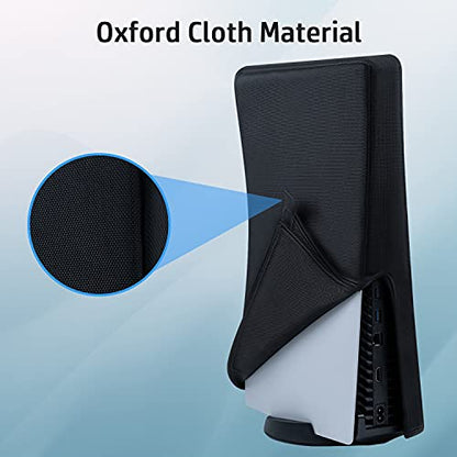 Wigearss vertical Mode Dust Cover for PS5 Console 1680D Oxford Cloth Anti-Scratch Waterproof Dust Guard Backend Cutaway Design (Not for PS5 Slim/PS5 Pro) - color: Vertical-Black