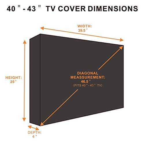 Szblnsm Outdoor TV Cover 40" - 43" - with Bottom Cover - 600D Water-Resistant and Dust-Resistant Material- Fits Your TV Better - size: 40''-43''