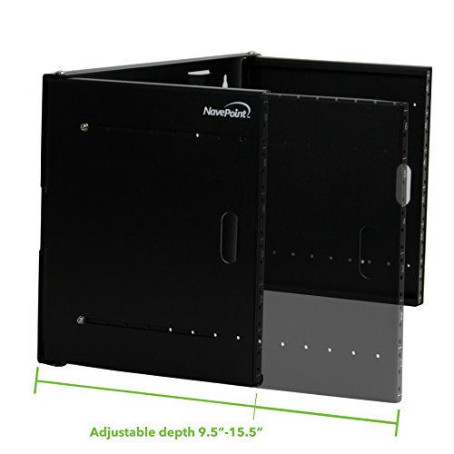 NavePoint 6U Patch Panel Bracket Wall Mount Patch Panel Rack for 19” Networking Equipment – Expandable Mounting Depth 9.5” to 15.5” 4U IT Rack 40lbs Weight Capacity Pre-Assembled - size: 6U