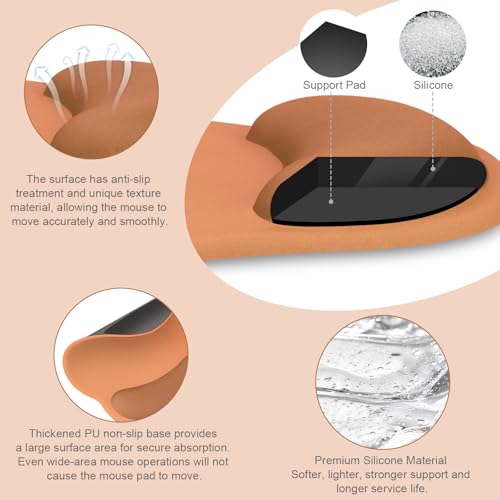 MOSISO Wrist Rest Support for Mouse Pad&Keyboard Set, Circle Curved Ergonomic Mousepad&Coaster Non-Slip Base Home/Office Pain Relief&Easy Typing Pad with Soft Cloth&Silicone Lining, Cosmic Orange - color: Cosmic Orange