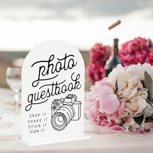 Photo Guest Book Sign, Wedding Guest Book Desk Decor, Wedding Engagement Party Bridal Shower Table Desk Acrylic Sign - color: Photo Guestbook