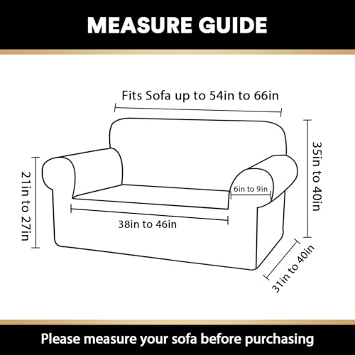 PrinceDeco Waterproof Couch Cover Slipcovers for Sofas,Stretch Loveseat Cover for 2 Seat Couch,Love Seat Sofa Covers Washable Furniture Protector for Kids, Pets (Loveseat Seat Width 38"-46" Ivory) - color: Ivory, size: 2 Seat (Seat Width 38"-46")