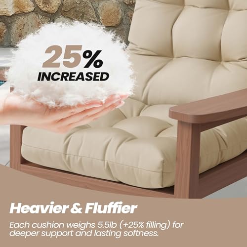 Crestlive Products Sunbrella Adirondack Chair Cushion Outdoor Chair Cushions Water Resistant 50x20x4 Inch High Back Patio Cushions Set of 2 Thick Replacement Cushions Antique Beige - color: Sunbrella Antique Beige, size: 2