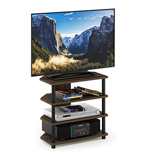 Furinno Turn-N-Tube Easy Assembly 4-Tier Petite Entertainment Center / TV Stand / TV Unit / TV Desk, Columbia Walnut/Black - color: Columbia Walnut, size: 4-Tier