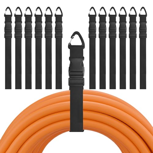 13PCS Heavy Duty Extension Cord Holder Organizer, 25.59IN Adjustable Storage Straps with Triangle Clips, 50lbs Capacity Hanger for Garage Organization, Workshop, RV&Garden Hose Management(1IN*25.59IN) - color: 1inch Width, size: 25.59Inch Length