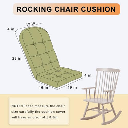 Rocking Chair Cushion - Chenille Fabric, High-Density Sponge, Durable Comfort Non-Slip Bottom Tufted Seat Pads with Ties, Chenille︱Grass Green, 44x19x4 inch - color: Chenille | Grass Green