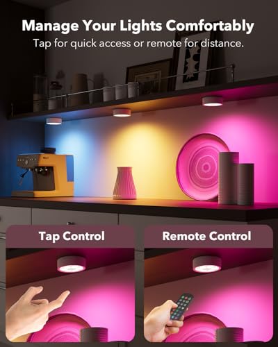 2400mAh USB Rechargeable Puck Lights, RGB Motion Sensor Closet Light | Color Changing, Magnetic,Timer, Wireless Stick On Under Cabinet Lighting for Kitchen Cupboard, Stair, Shelf, Bookcase, Pantry - color: White