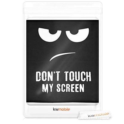 kwmobile Computer Monitor Cover Compatible with 34-35" monitor - Don't Touch My Screen White/Black