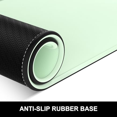 Hsurbtra Desk Pad, 32" x 16" Premium-Textured Desk Mat, Stitched Edge Anti-Slip Waterproof Rubber Mouse Pad, L Extended Computer Mat for Office Gaming Laptop Keyboard Lake Green - color: Lake Green, size: L Deskpad (32" x 16")