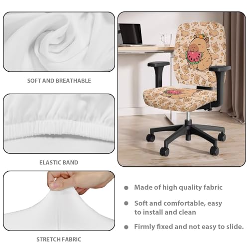 Capybara Computer Chair Cover Stretchable Office Chair Covers 2 Piece Universal Fit Most Wheelchairs,Computer Chairs,Gaming Chairs Washable Slipcovers Protector Brown - color: Capybara