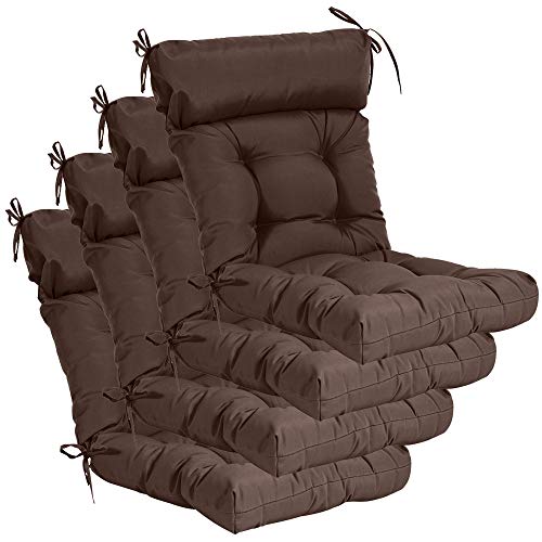 QILLOWAY Outdoor Rocking Chair Cushions Set of 2, 100% Polyester Waterproof Patio Rocking Chair Cushion, High Back Weatherproof Chair Pad for Adirondack & Outdoor Furniture, Coffee - color: Coffee