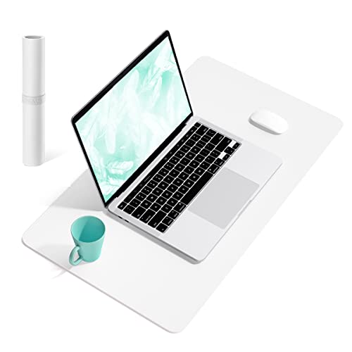 YSAGi Non-Slip Leather Desk Pad, Waterproof Laptop Computer Desk Keyboard Mat, Table Protector Blotter Mat, Large Mouse Pad for Office/Work/Home/Decor(White, 23.6" x 13.7") - color: White, size: 23.6" x 13.7"