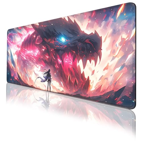 Japanese Anime Mouse Pad Cartoon Dragon Girl Purple Blue Extended Mousepad XXL Computer Laptop Keyboard Mouse Mat Big Aesthetic Desk Decor Pad 31.5x11.8 in - color: Anime, size: 31.5L x 11.8W inches