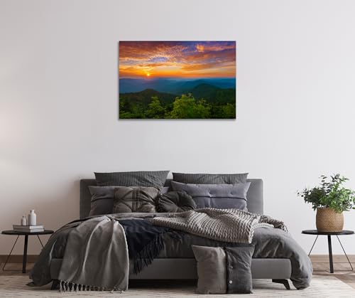 SKASNFAI Smoky Mountain Wall Art Nature Forest Pictures Wall Decor for Living Room Landscape Prints Framed Poster for Bedroom Office Ready to Hang 20X30 Inch - color: Mountain 04, size: 20"L x 30"W
