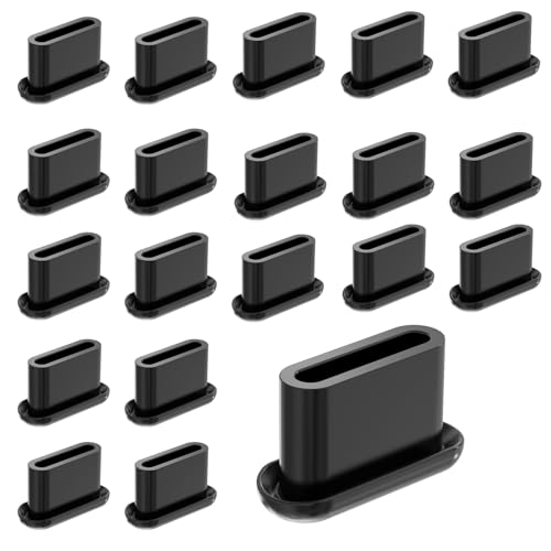 Type-C Curved Plug Protective Cover 20 Pcs Anti-Dust Protector Caps, Plug Protector Caps for Type-C Curved Female Ports and Computers Black Silica Gel - color: Black, size: TYPE-C Curved