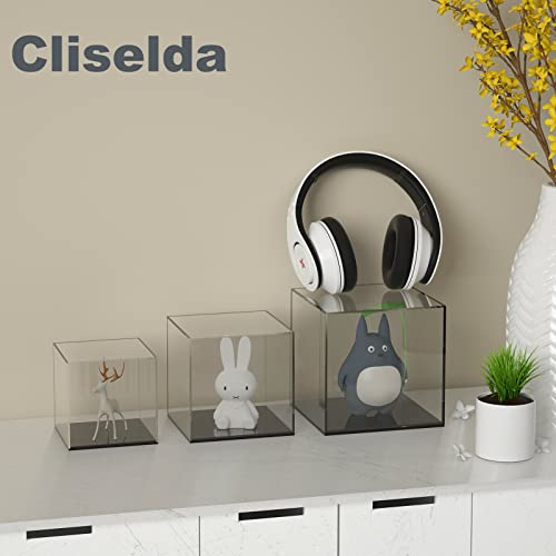 Cliselda Clear Acrylic Display Case with Black Base 6x6x6 inch | Square Acrylic Box Cube Small Storage Containers, Fully Assembled Dustproof Display Box for Collectibles Action Figures - size: 6x6x6 inch