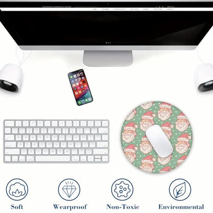Merry Chrismas Mouse Pad Round Mouse Mat, Non-Slip Rubber Base Mousepad with Stitched Edge for Wireless Computer Laptop Office Desk Accessories 8 x 8 Inches - color: Merry Xmas 01