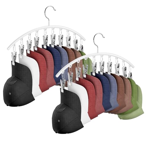Cuipingoo Hat Hangers for Closet, Metal 2 Pack Hat Organizer Holder for Hanger Closet Display, Hat Racks for Baseball Caps w/10 Clips, Hat Holder for Ball Caps & Accessories, for Men Women, White - color: White, size: 2 Pack