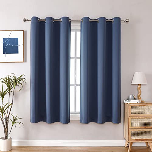 ChrisDowa Small Window Curtains 40 inches Long for Bedroom - Grommet Short Thermal Insulated Room Darkening Curtains for Kitchen (2 Panels, Stone Blue, 29 x 40 Inch) - color: Stone Blue, size: 29"W x 40"L (Pack of 2)