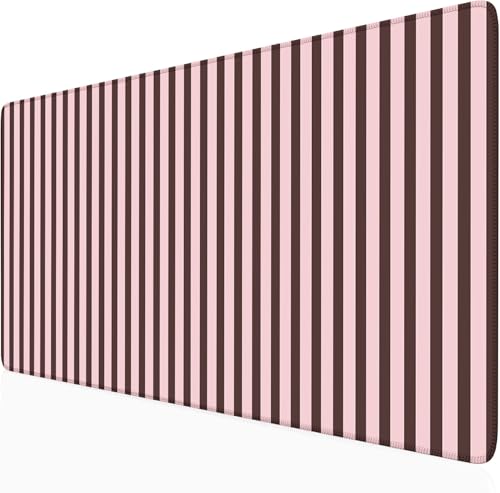 Dark Brown Pink Striped Desk Mat Cute Pastel XXL Large Gaming Mouse Pad Desk Pad Kawaii Cozy Aesthetic Keyboard Laptop Computer Mat Home Office Decor for Women - color: A3- Chocolate Pink