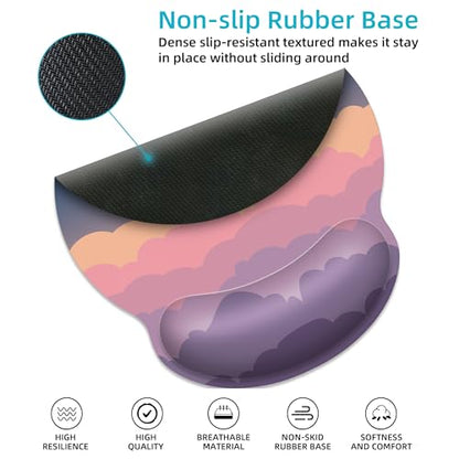 Ergonomic Mouse Pad with Wrist Support,Pink Rainbow Mouse Pad with Wrist Rest,Relieve Wrist Pain Mousepad Non-Slip Rubber Base,Cute Mouse Pads for Desk,Computers,Laptop,Office,Gaming,Accessories - color: Pink Rainbow