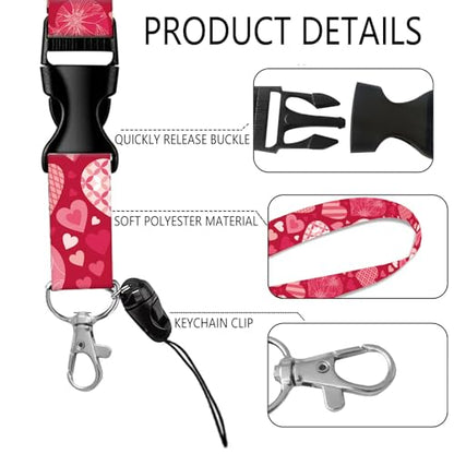 ID Badge Holder with Lanyard Fashionable ID Card Holders with Retractable Lanyards Soft Fiber Metal Clip Sturdy Buckle for Key Wallet Work Nurse Teacher (Different Hearts) - color: Different Hearts