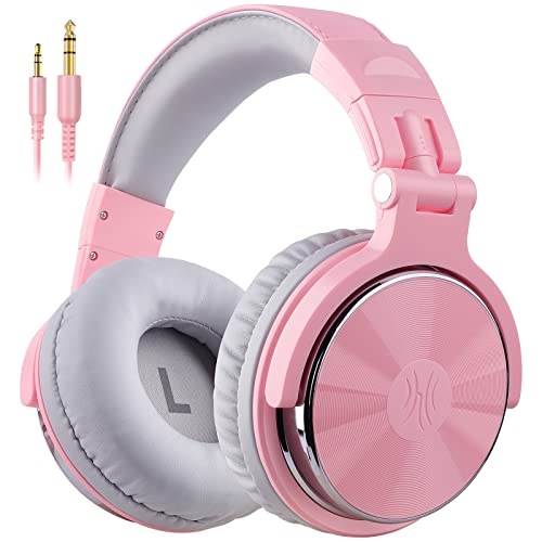 OneOdio Wired Over Ear Headphones Hi-Res Studio Monitor & Mixing DJ Stereo Headsets with 50mm Drivers and 1/4 to 3.5mm Jack for AMP Computer Recording Podcast Keyboard Guitar Laptop - Light Pink - color: Light Pink