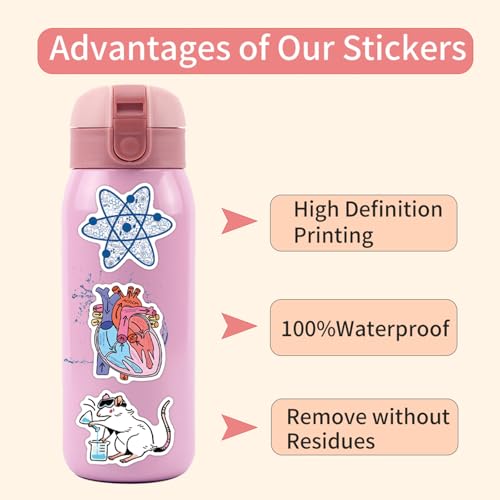 110pcs Science Stickers Pack, Chemistry, Biology, Physics, Science Classroom Decor for School Teacher Student Laboratory Sticker Decals for Laptop Water Bottle Notebook Science Party Favors and Decor - style: Science Stickers