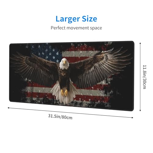 American Flag Bird Mouse Pad Extended Large Gaming Mouse Pad XL Stitched Edges for Gamer Home Office 31.5 X 11.8 Inch - color: American Flag