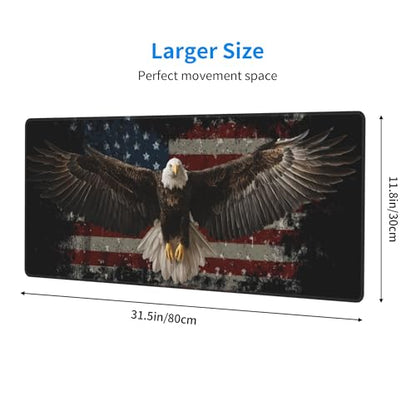 American Flag Bird Mouse Pad Extended Large Gaming Mouse Pad XL Stitched Edges for Gamer Home Office 31.5 X 11.8 Inch - color: American Flag